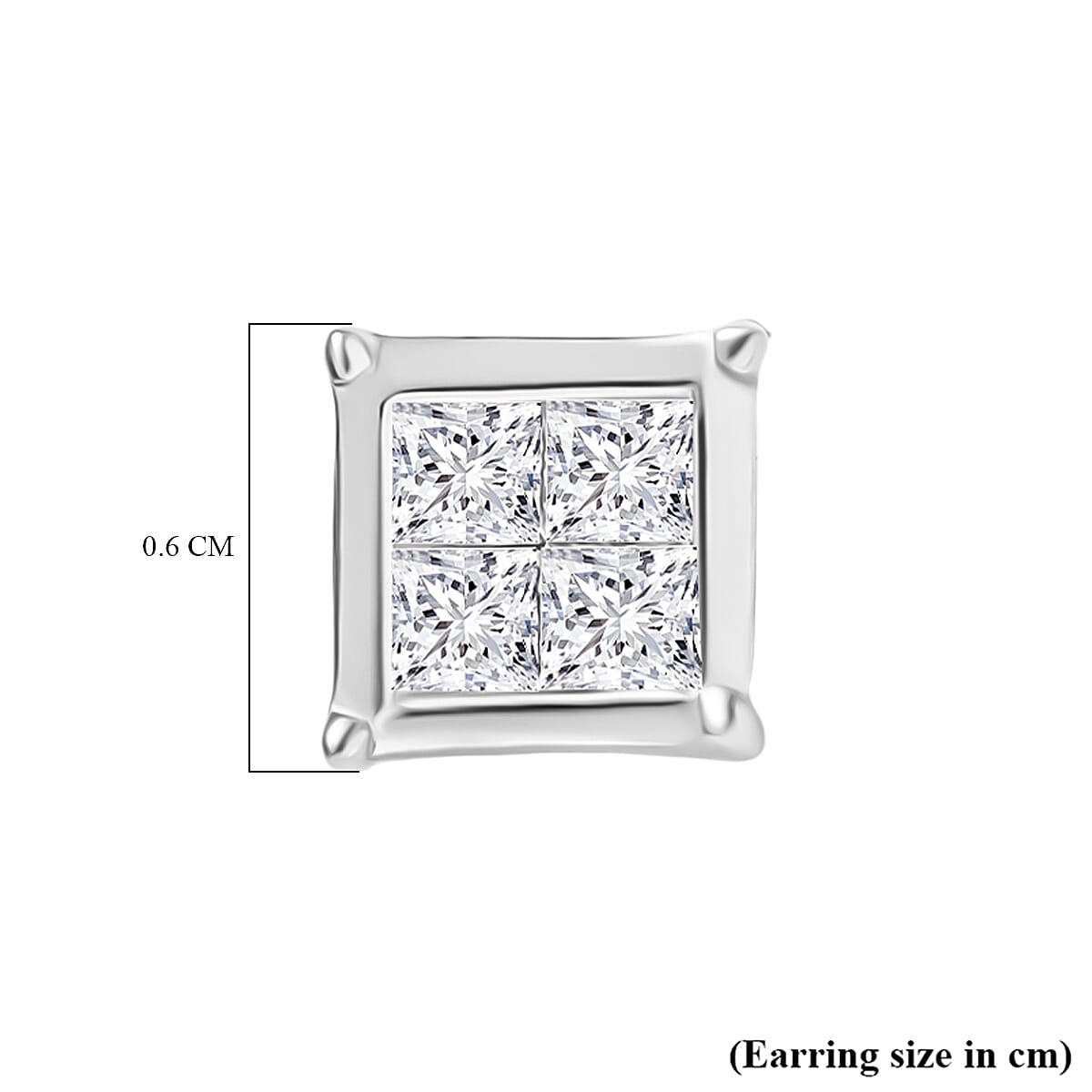 LUXURIANT 0.5 Ct. Lab Grown Diamond Stud Push Post Earring in Rhodium Overlay Sterling Silver 8262618 5