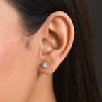 Luxuriant Lab Grown Diamond (SI-GH) Solitaire Earrings with Screw Back in Rhodium Overlay Sterling Silver 0.27 Ct.