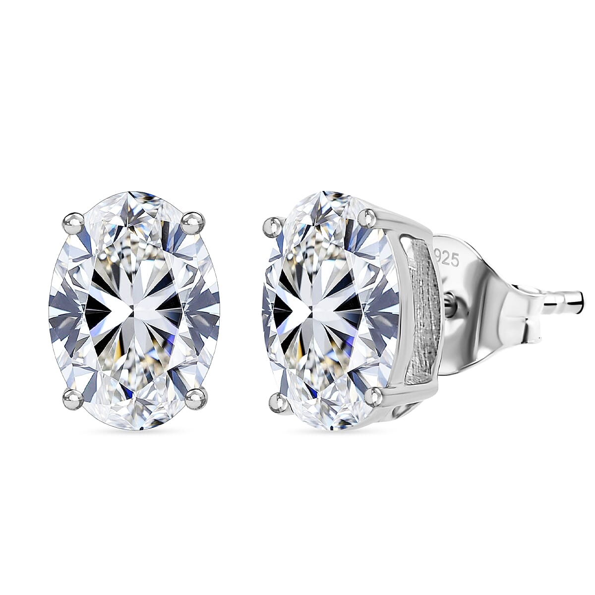 LUXURIANT 1 Ct. Lab Grown Diamond Solitaire Stud Push Post Earring in Rhodium Overlay Sterling Silver 8280567 0
