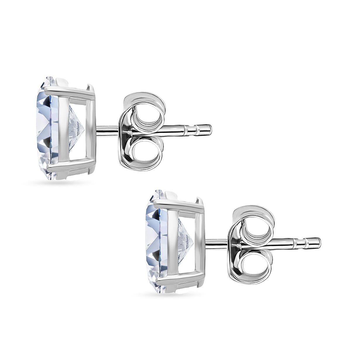 LUXURIANT 1 Ct. Lab Grown Diamond Solitaire Stud Push Post Earring in Rhodium Overlay Sterling Silver 8280567 4