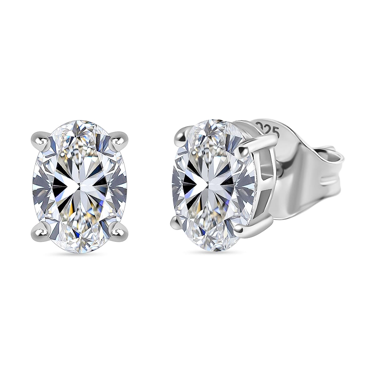 LUXURIANT 1.50 Ct. Lab Grown Diamond Solitaire Stud Push Post Earring in Rhodium Overlay Sterling Silver 8280619 0