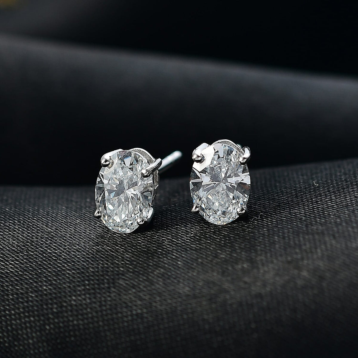 LUXURIANT 1.50 Ct. Lab Grown Diamond Solitaire Stud Push Post Earring in Rhodium Overlay Sterling Silver 8280619 2