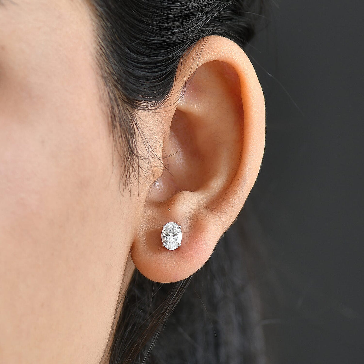 LUXURIANT 1.50 Ct. Lab Grown Diamond Solitaire Stud Push Post Earring in Rhodium Overlay Sterling Silver 8280619 3