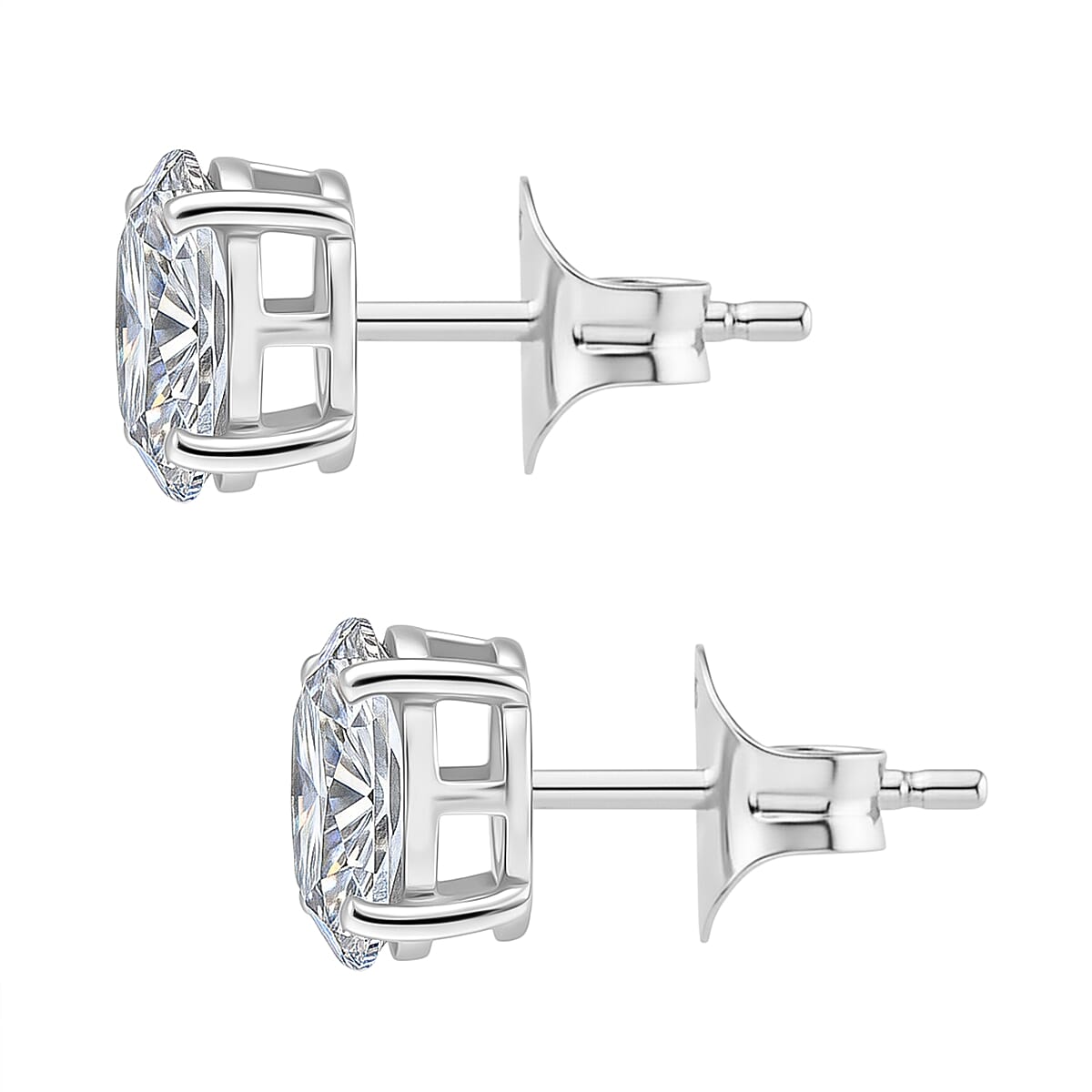 LUXURIANT 1.50 Ct. Lab Grown Diamond Solitaire Stud Push Post Earring in Rhodium Overlay Sterling Silver 8280619 4