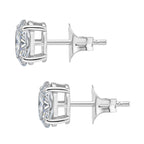 Luxuriant Lab Grown Diamond Solitaire Stud Push Post Earring in Rhodium Overlay Sterling Silver 1.52 Ct.
