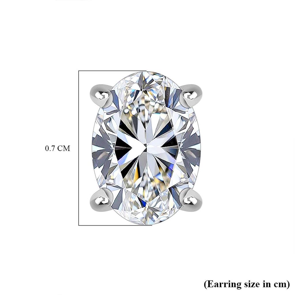 Luxuriant Lab Grown Diamond Solitaire Stud Push Post Earring in Rhodium Overlay Sterling Silver 1.52 Ct.