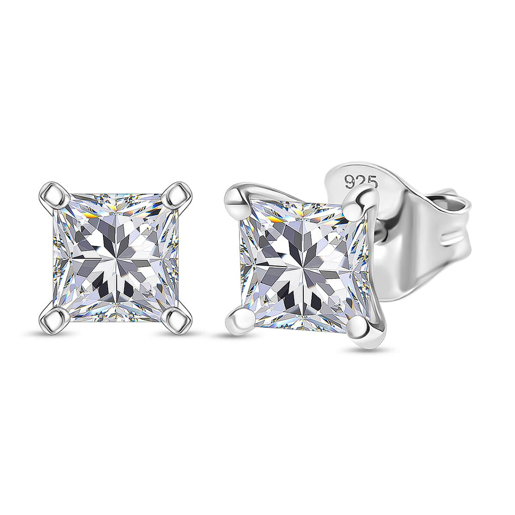 Luxuriant Lab Grown Diamond Solitaire Stud Push Post Earring in Rhodium Overlay Sterling Silver 1.50 Ct.