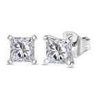 Luxuriant Lab Grown Diamond Solitaire Stud Push Post Earring in Rhodium Overlay Sterling Silver 1.50 Ct.