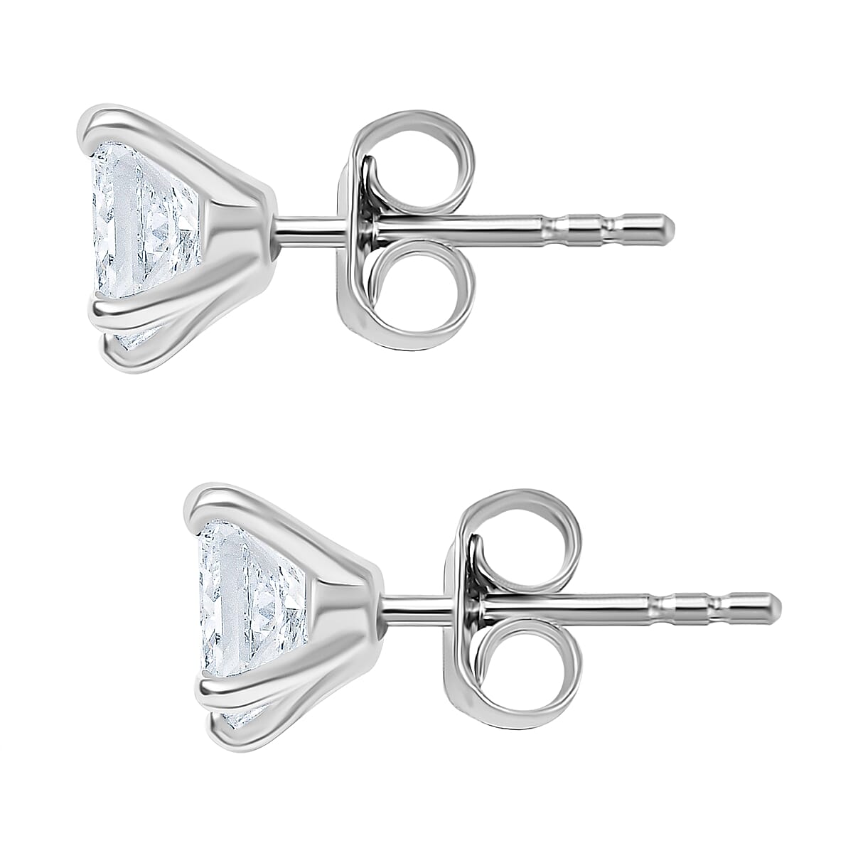 LUXURIANT 1.50 Ct. Lab Grown Diamond Solitaire Stud Push Post Earring in Rhodium Overlay Sterling Silver 8280628 3