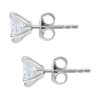 Luxuriant Lab Grown Diamond Solitaire Stud Push Post Earring in Rhodium Overlay Sterling Silver 1.50 Ct.