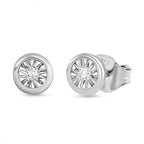Luxuriant Lab Grown Diamond Solitaire Stud Push Post Earring in Rhodium Overlay Sterling Silver