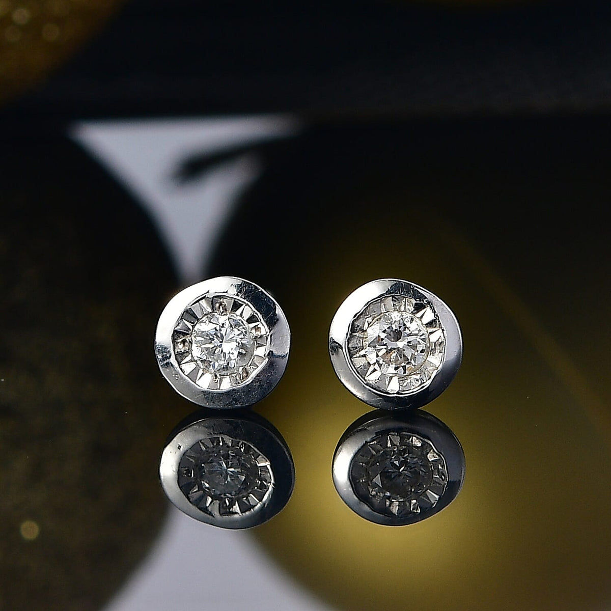 LUXURIANT Lab Grown Diamond Solitaire Stud Push Post Earring in Rhodium Overlay Sterling Silver 8374529 2