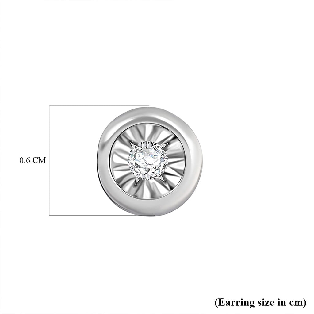 Luxuriant Lab Grown Diamond Solitaire Stud Push Post Earring in Rhodium Overlay Sterling Silver