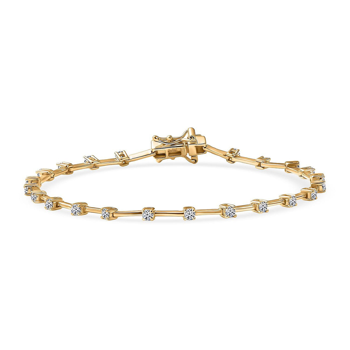 LUXURIANT 1 Ct. Lab Grown Diamond Station Bracelet (Size - 7.5) with GB Box Clasp in 18K Vermeil Yellow Gold Plated Sterling Silver 8286172 0