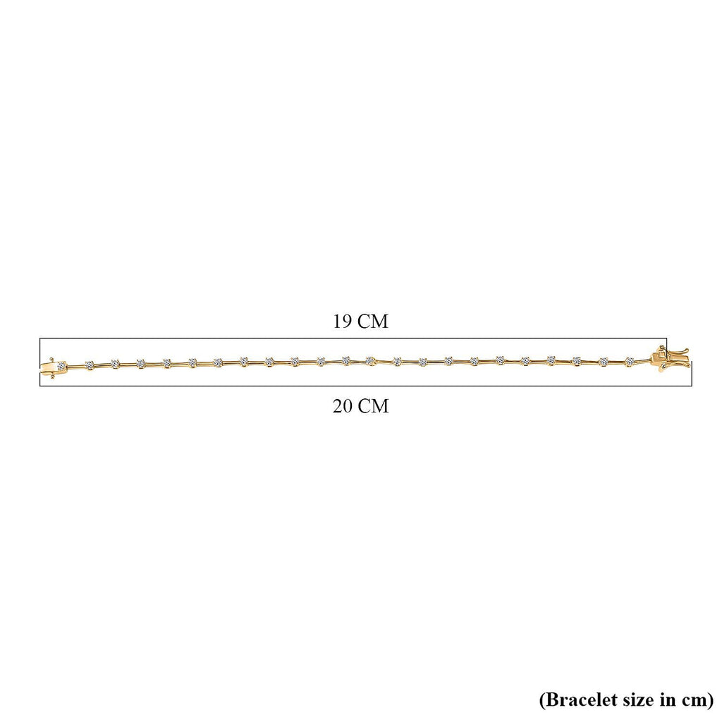 Luxuriant Lab Grown Diamond (SI-GH) Station Bracelet (Size 7.5) with GB Lock Box in 18K Vermeil Yellow Gold Plated Sterling Silver 1.02 Ct, Silver Wt. 5.62 Gms.