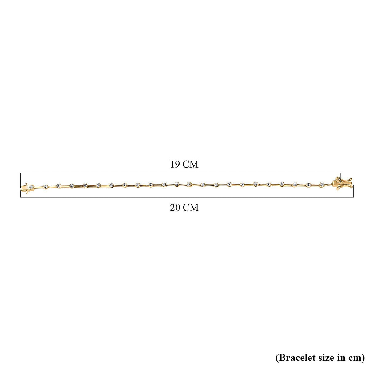 LUXURIANT 1 Ct. Lab Grown Diamond Station Bracelet (Size - 7.5) with GB Box Clasp in 18K Vermeil Yellow Gold Plated Sterling Silver 8286172 5