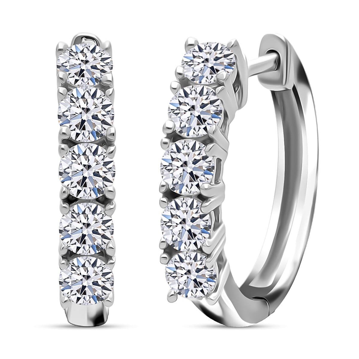 LUXURIANT 1 Ct. Lab Grown Diamond Earring with Hoop in Rhodium Overlay Sterling Silver (VS-EF) 8314107 0