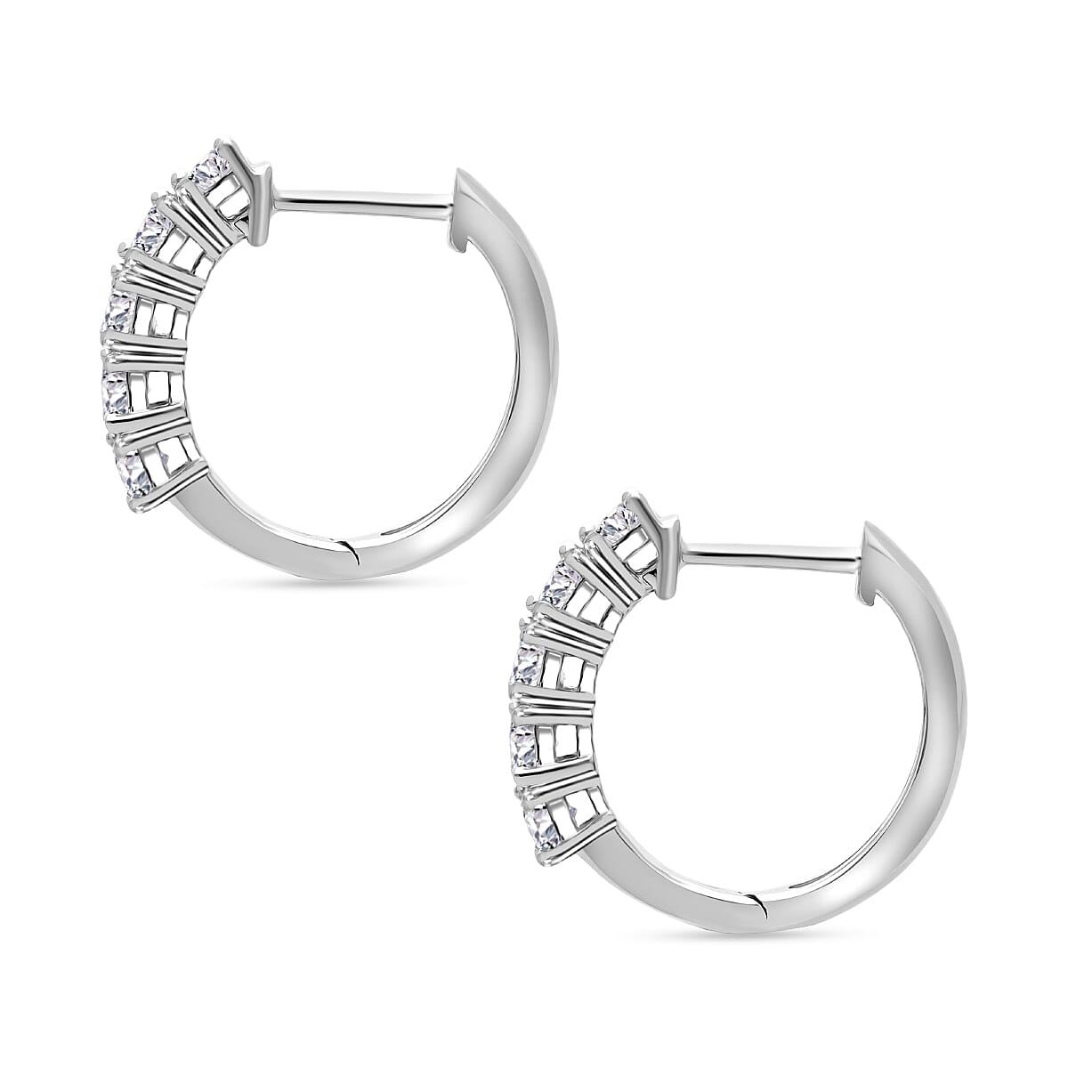 LUXURIANT 1 Ct. Lab Grown Diamond Earring with Hoop in Rhodium Overlay Sterling Silver (VS-EF) 8314107 3