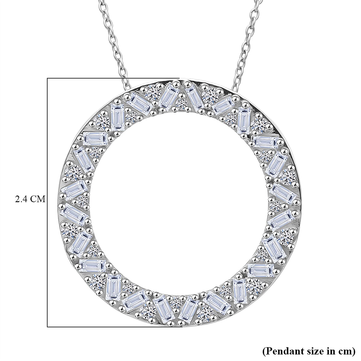 LUXURIANT 1 Ct. Lab Grown Diamond Circle Pendant with Chain in Rhodium Overlay Sterling Silver 4432754 6