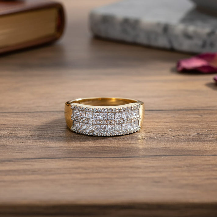 LUXURIANT 1.50 Ct. Lab Grown Diamond Multi Row Ring in 18K Vermeil Yellow Gold Over Sterling Silver (VS-EF) 8280067 2