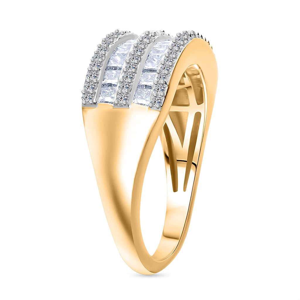 Luxuriant Lab Grown Diamond (VS-EF) Ring in 18K Vermeil Yellow Gold Plated Sterling Silver 1.50 Ct.