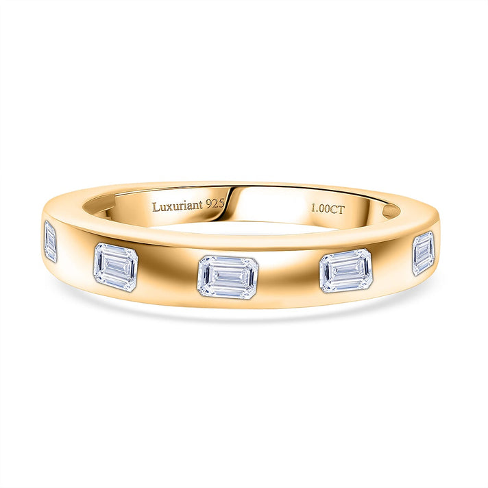 LUXURIANT 1 Ct. Lab Grown Diamond Band Ring in 18K Vermeil Yellow Gold Sterling Silver 8356096 1