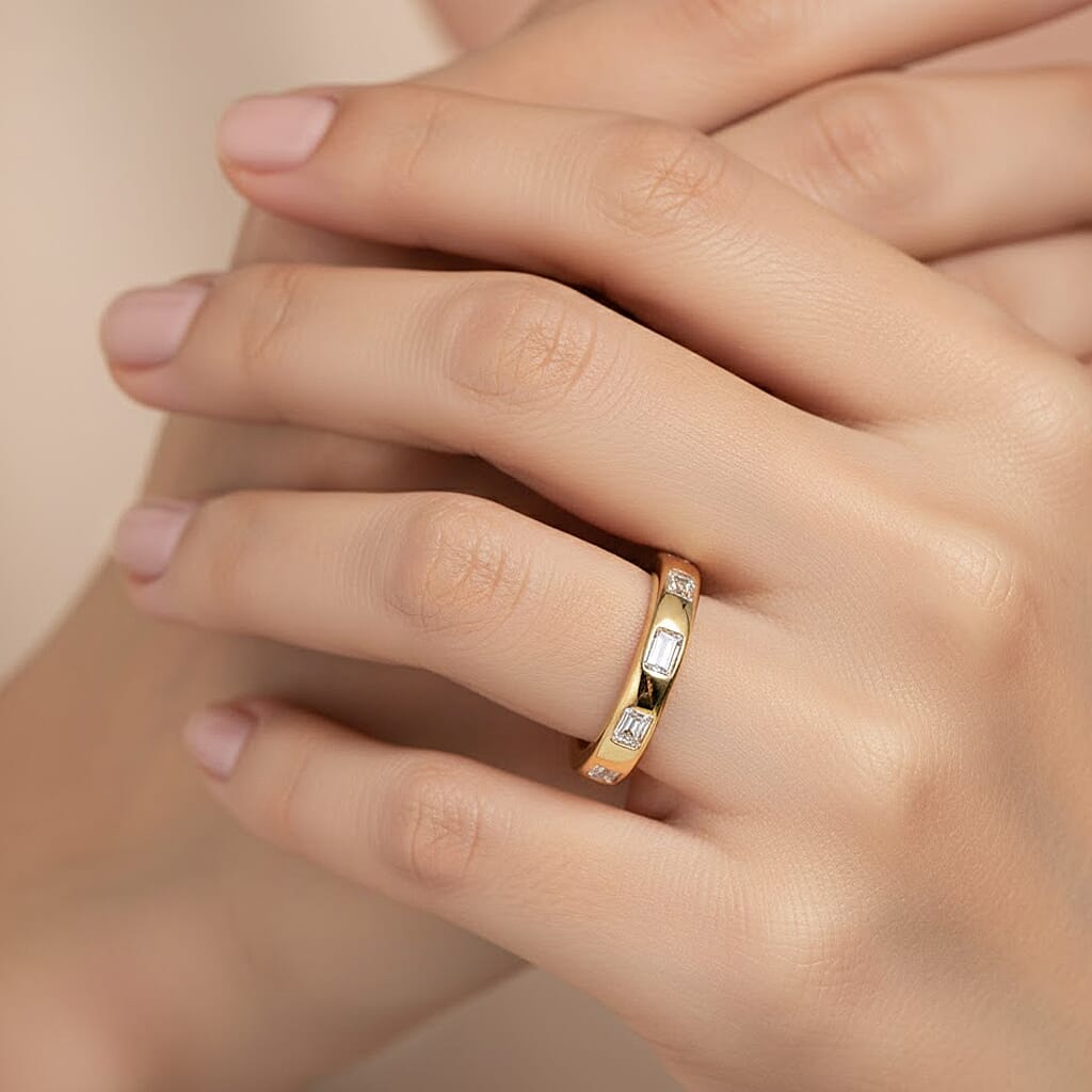 LUXURIANT 1 Ct. Lab Grown Diamond Band Ring in 18K Vermeil Yellow Gold Sterling Silver V32530639 3