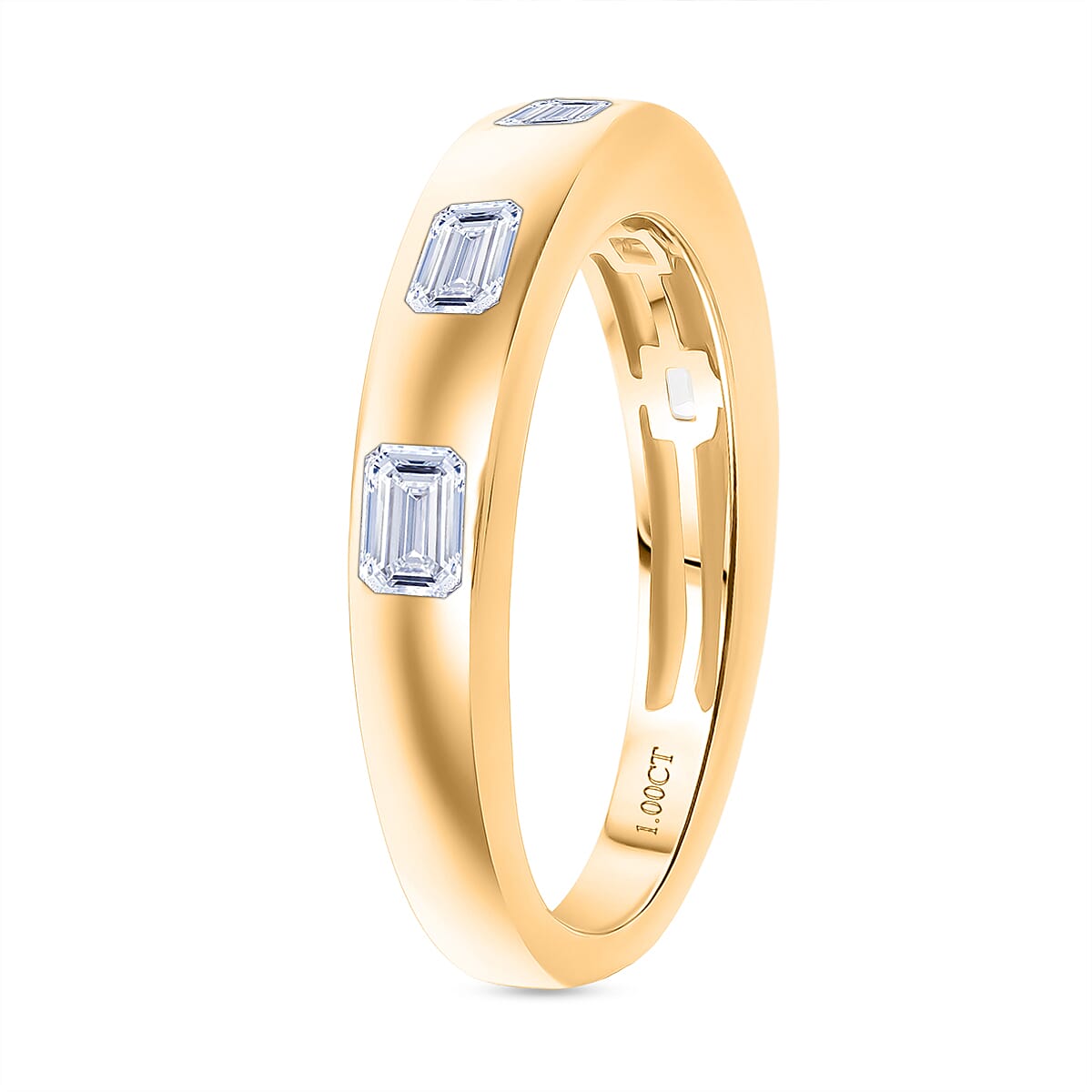 LUXURIANT 1 Ct. Lab Grown Diamond Band Ring in 18K Vermeil Yellow Gold Sterling Silver V32530639 4