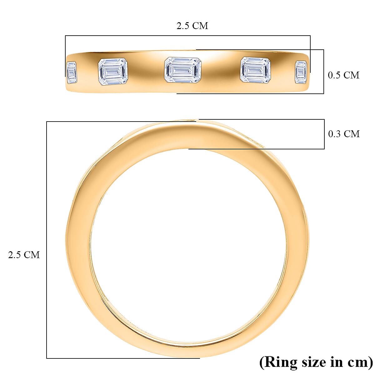 LUXURIANT 1 Ct. Lab Grown Diamond Band Ring in 18K Vermeil Yellow Gold Sterling Silver V32530639 6