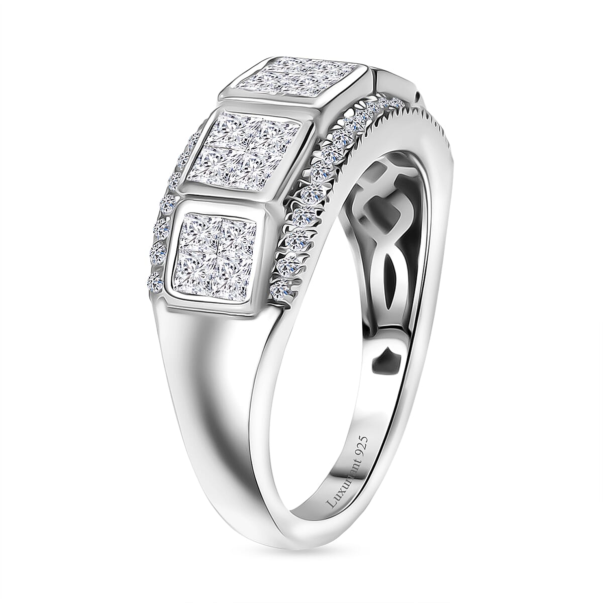 LUXURIANT 1 Ct. Lab Grown Diamond Geometric Ring in Rhodium Overlay Sterling Silver (VS-EF) 8253517 4