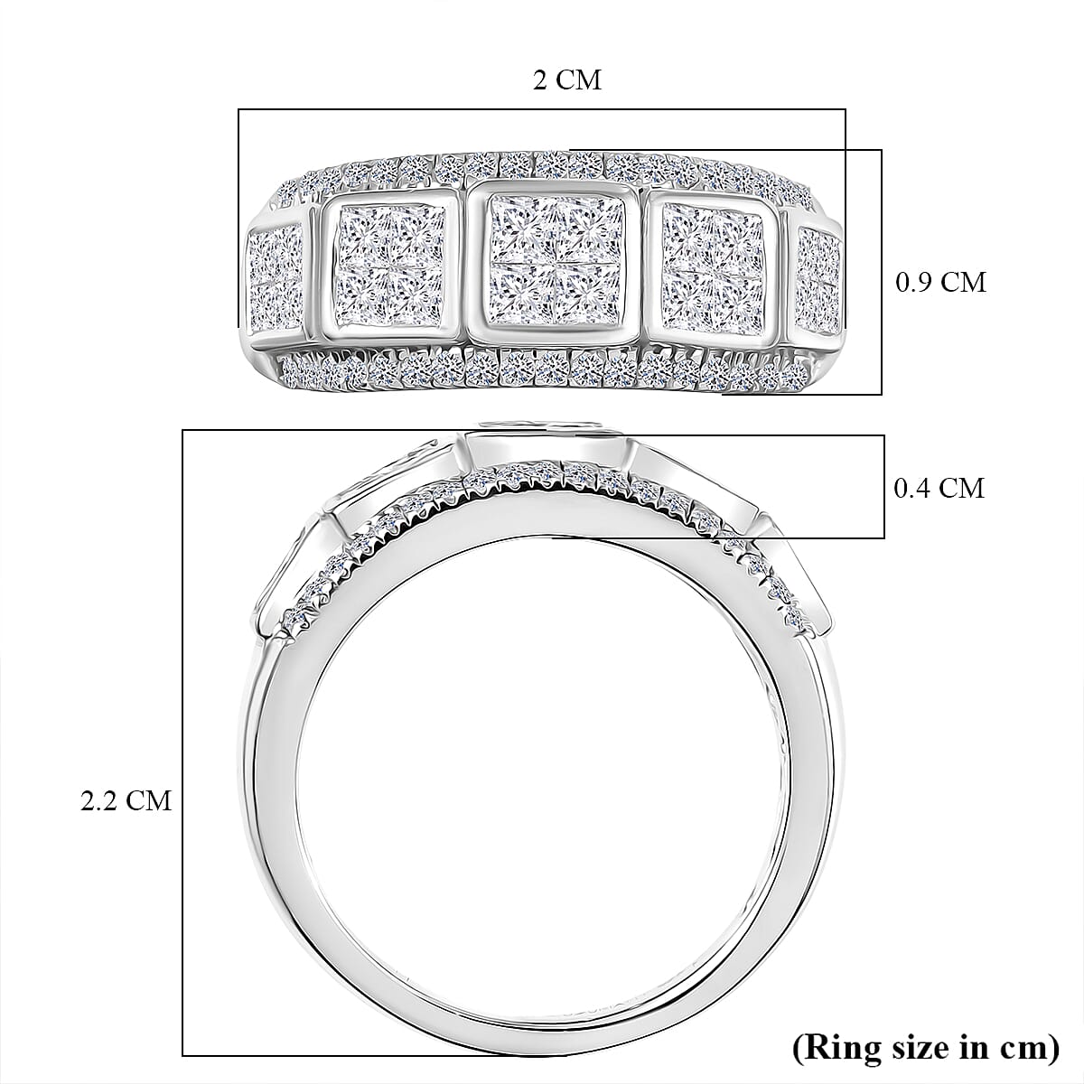 LUXURIANT 1 Ct. Lab Grown Diamond Geometric Ring in Rhodium Overlay Sterling Silver (VS-EF) 8253517 6