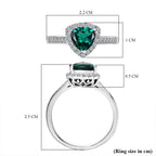 Luxuriant Lab Grown Emerald Trillion Cut & Lab Grown Diamond (SI-GH) Halo Ring in Rhodium Overlay Sterling Silver 1.40 Ct.