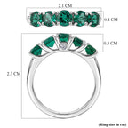 Close Out Deal - AAA Lab Grown Emerald & SI-GH Lab Grown Diamond 5 Stone Ring in Rhodium Overlay Sterling Silver 1.30 Ct.