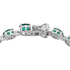 Lab Grown AAA Emerald and Lab Grown Diamond (SI-G-H ) Bracelet (Size - 7.5) in Rhodium Overlay Sterling Silver 13.62 Ct