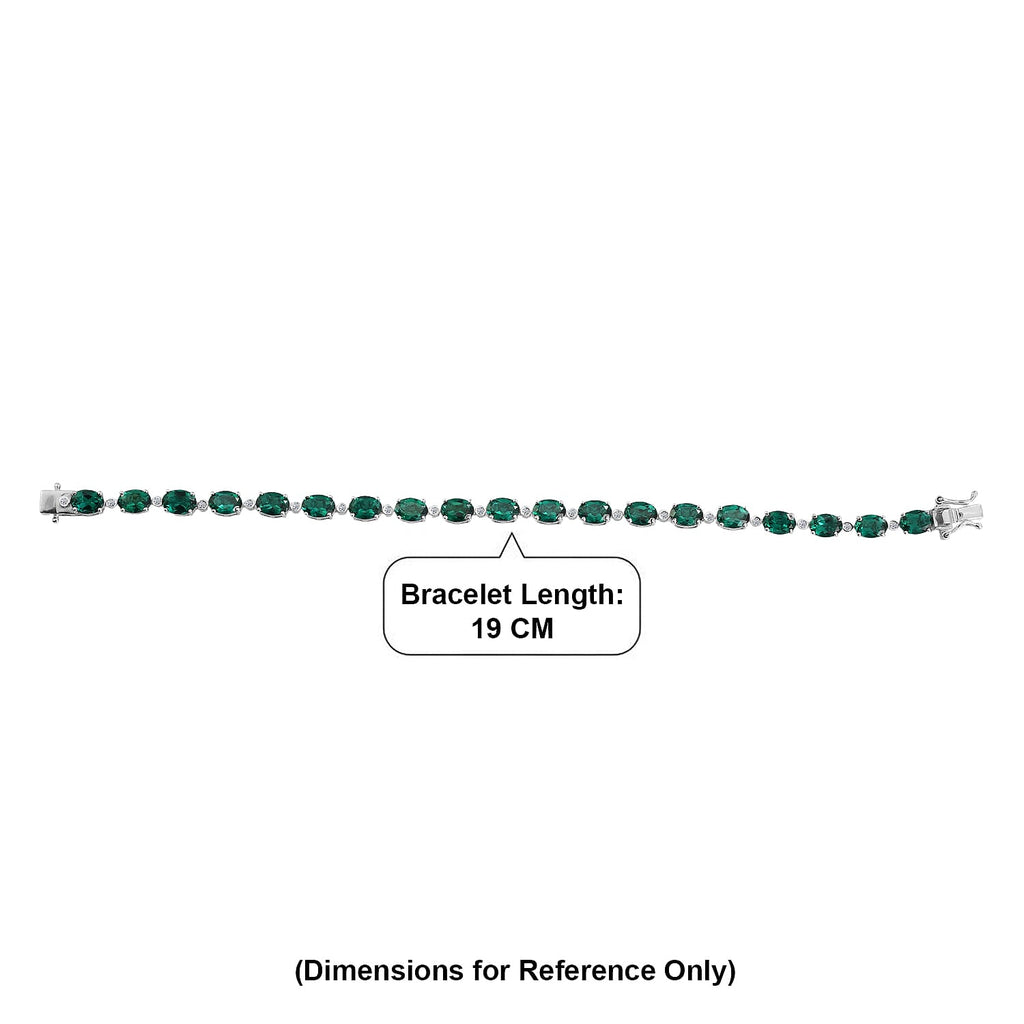 Lab Grown AAA Emerald and Lab Grown Diamond (SI-G-H ) Bracelet (Size - 7.5) in Rhodium Overlay Sterling Silver 13.62 Ct