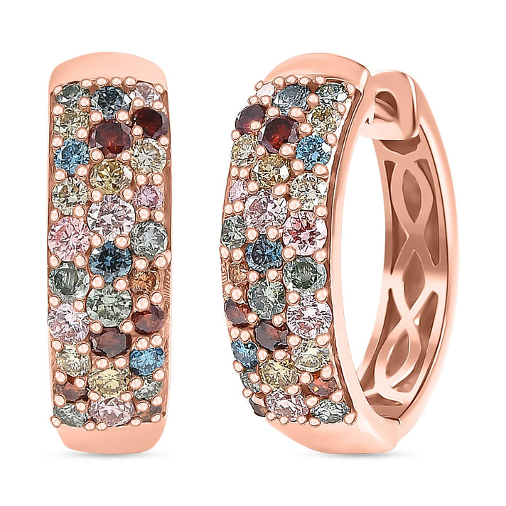 1.51 Ct Luxuriant Lab Grown Green Diamond (SI-GH) &amp; Multi Gemstones Full Hoop Earring in 18K Vermeil 8272248 1