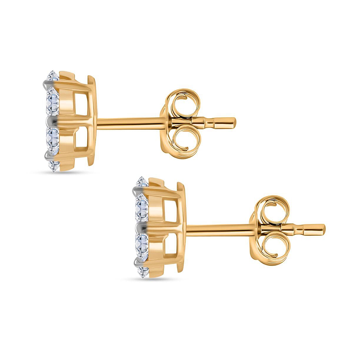 LUXURIANT 1 Ct. Lab Grown Diamond Cluster Earring with Push Post in 18K Vermeil Yellow Gold Sterling Silver I1-EF 8206943 4