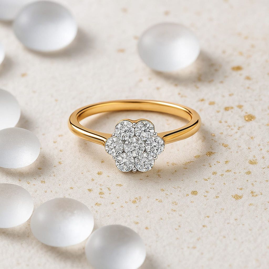 Luxuriant Lab Grown I1-EF Diamond Ring in 18K Vermeil Yellow Gold Sterling Silver 1.01 Ct.