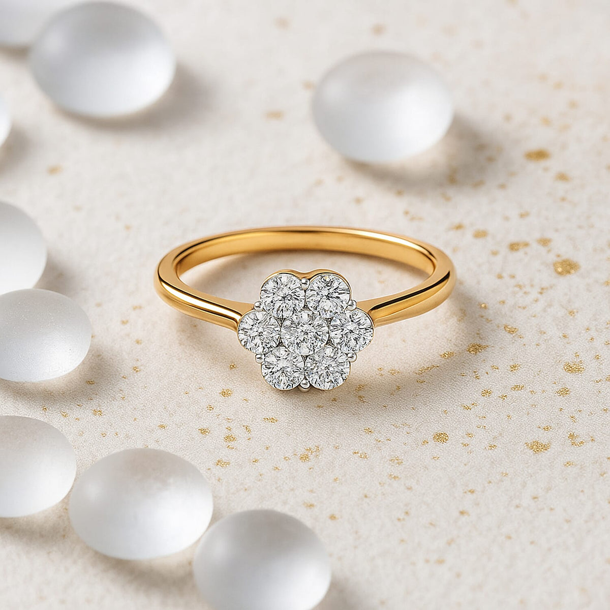 LUXURIANT 1 Ct. Lab Grown Cluster Diamond Ring in 18K Vermeil Yellow Gold Sterling Silver I1-EF 8206913 2