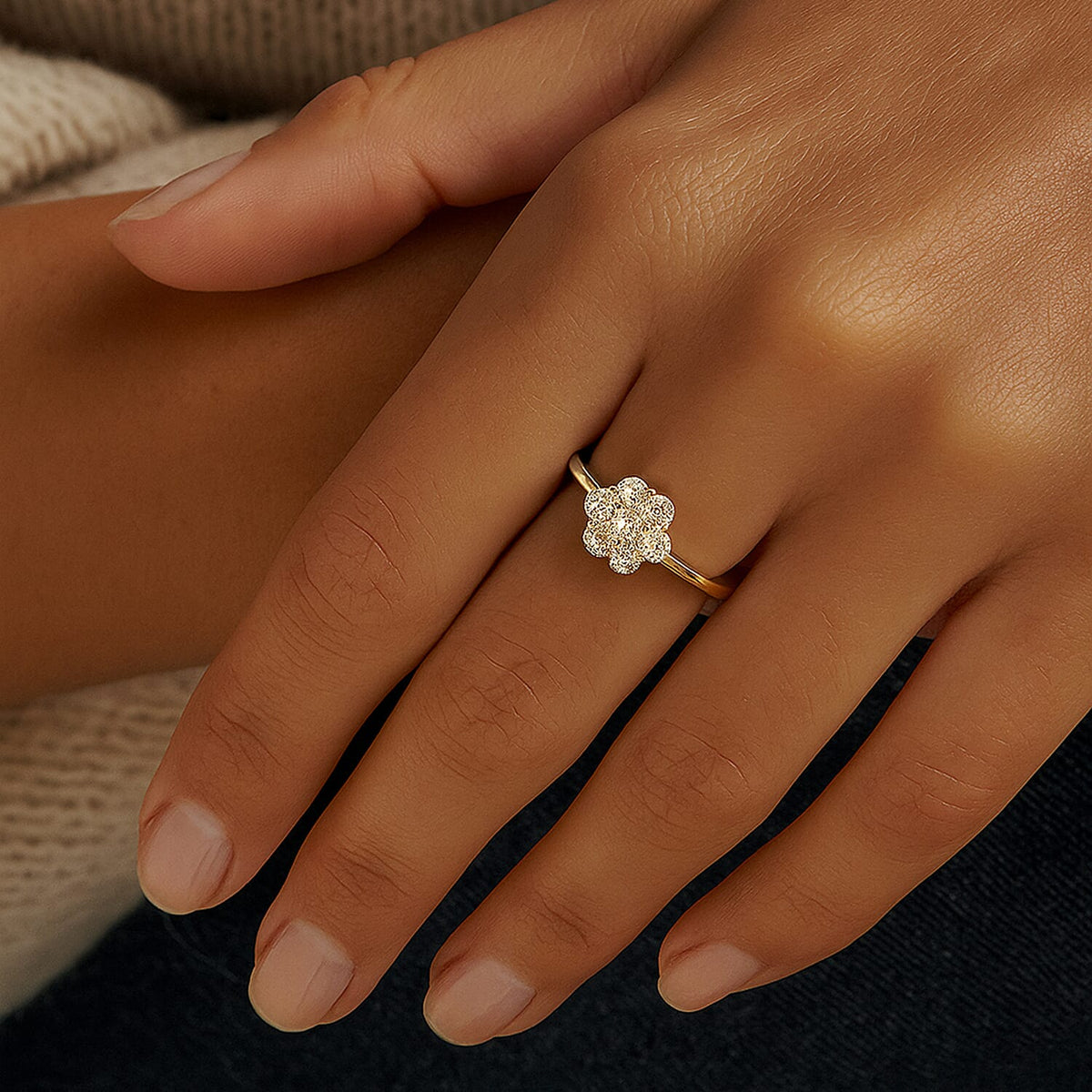 LUXURIANT 1 Ct. Lab Grown Cluster Diamond Ring in 18K Vermeil Yellow Gold Sterling Silver I1-EF 8206913 3
