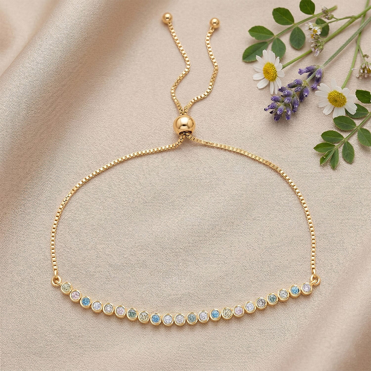 Luxuriant - Lab Grown Multi Diamond (SI) Adjustable Tennis Bracelet (Size 6.5-10) in 18K Vermeil Yellow Gold Plated Sterling Silver 1.00 Ct. 8524948 3