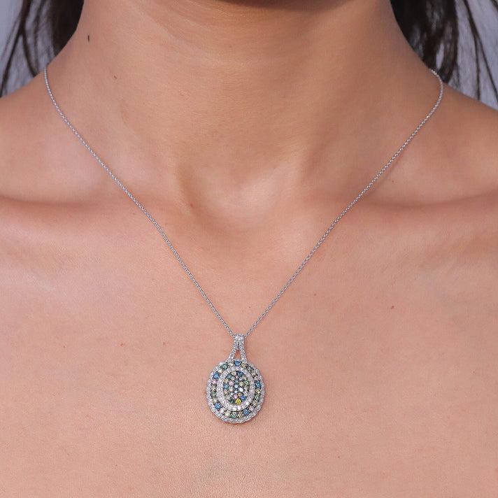 Luxuriant - Kaleidoscope Dreams Lab Grown Multi Diamond (SI-G-H) Pendant with Chain (Size 20) in Rhodium Overlay Sterling Silver 2.00 Ct. 4468061 2