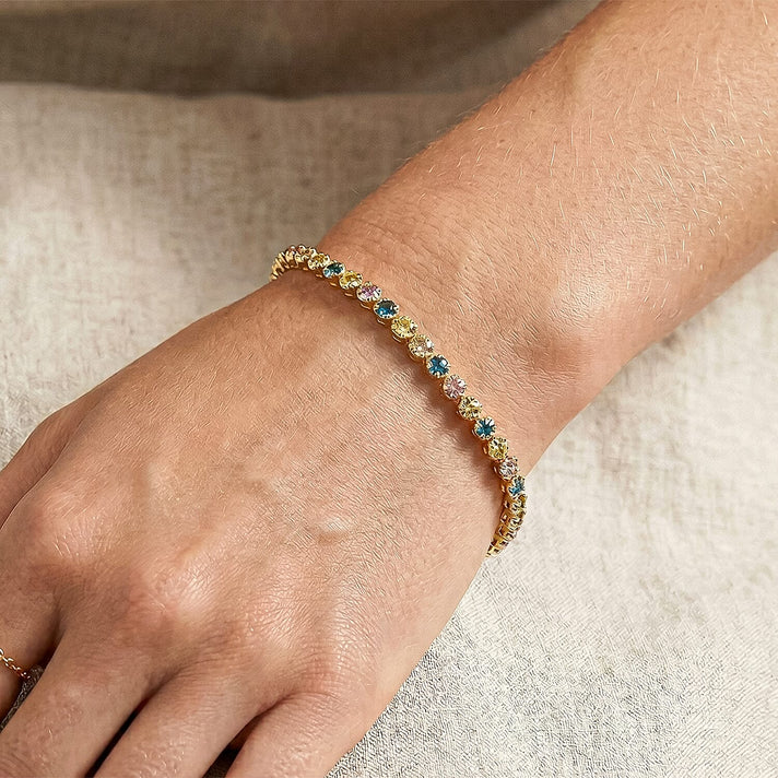 Luxuriant - Lab Grown Pink, Blue, Yellow &amp; Green Diamond (VS) Tennis Bracelet (Size - 7.5) with GB Lock Box in 18K Gold Vermeil Sterling Silver 2.00 Ct, Wt. 10.13 Gms 8557942 2