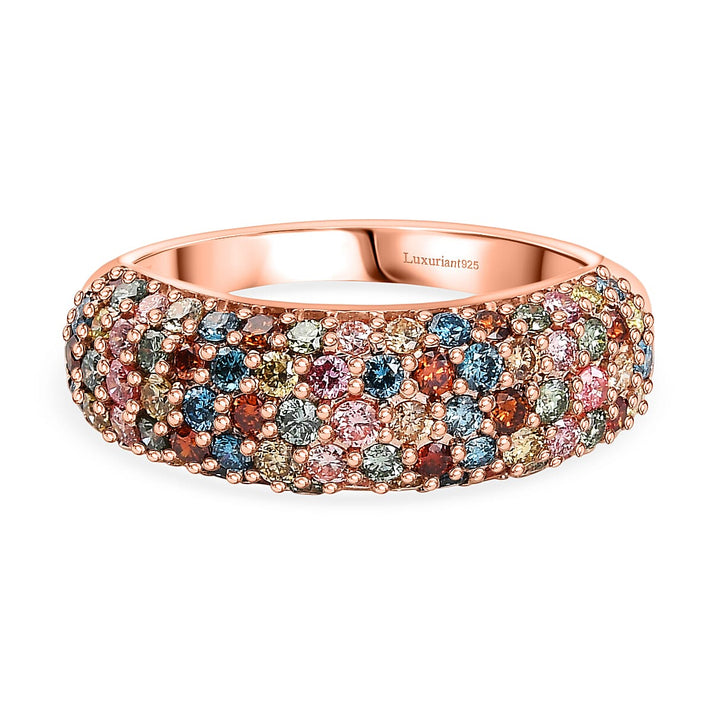 LUXURIANT 1.53 Ct. Lab Grown Red Diamond Cluster Ring in 18K Vermeil Rose Gold Sterling Silver 8366856 1