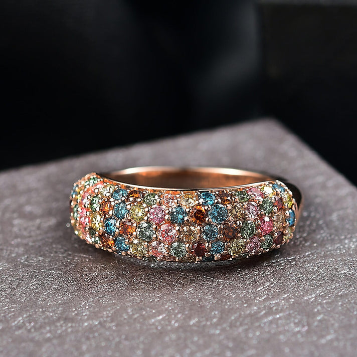 LUXURIANT 1.53 Ct. Lab Grown Red Diamond Cluster Ring in 18K Vermeil Rose Gold Sterling Silver 8366856 2
