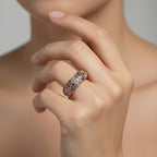 Luxuriant Lab Grown Red Diamond & Multi Diamond Colour Ring in 18K Vermeil Rose Gold Plated Sterling Silver 1.53 Ct.