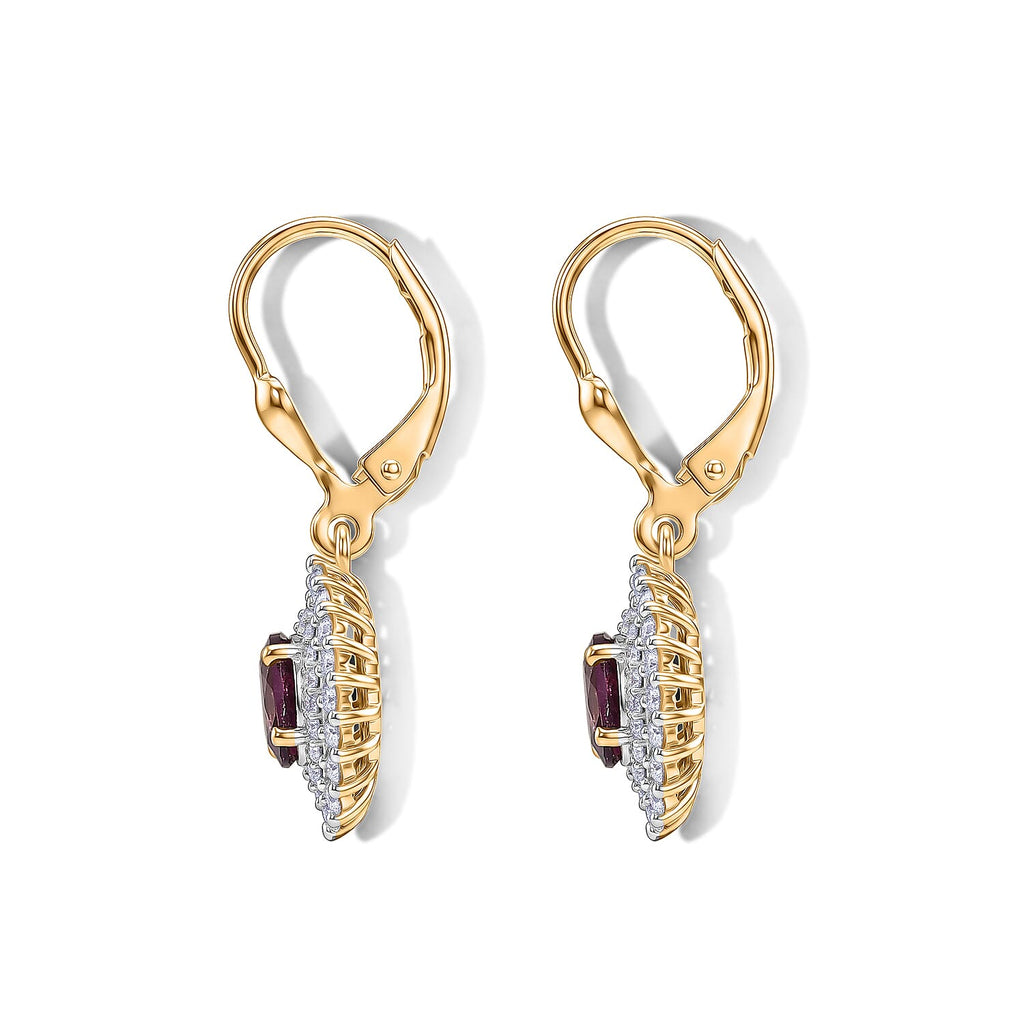 Luxuriant - Radiant Ember Garnet & Lab Grown Diamond (SI-G-H) Earring with Lever Back in 18K Vermeil Yellow Gold Plated Sterling Silver 1.86 Ct.