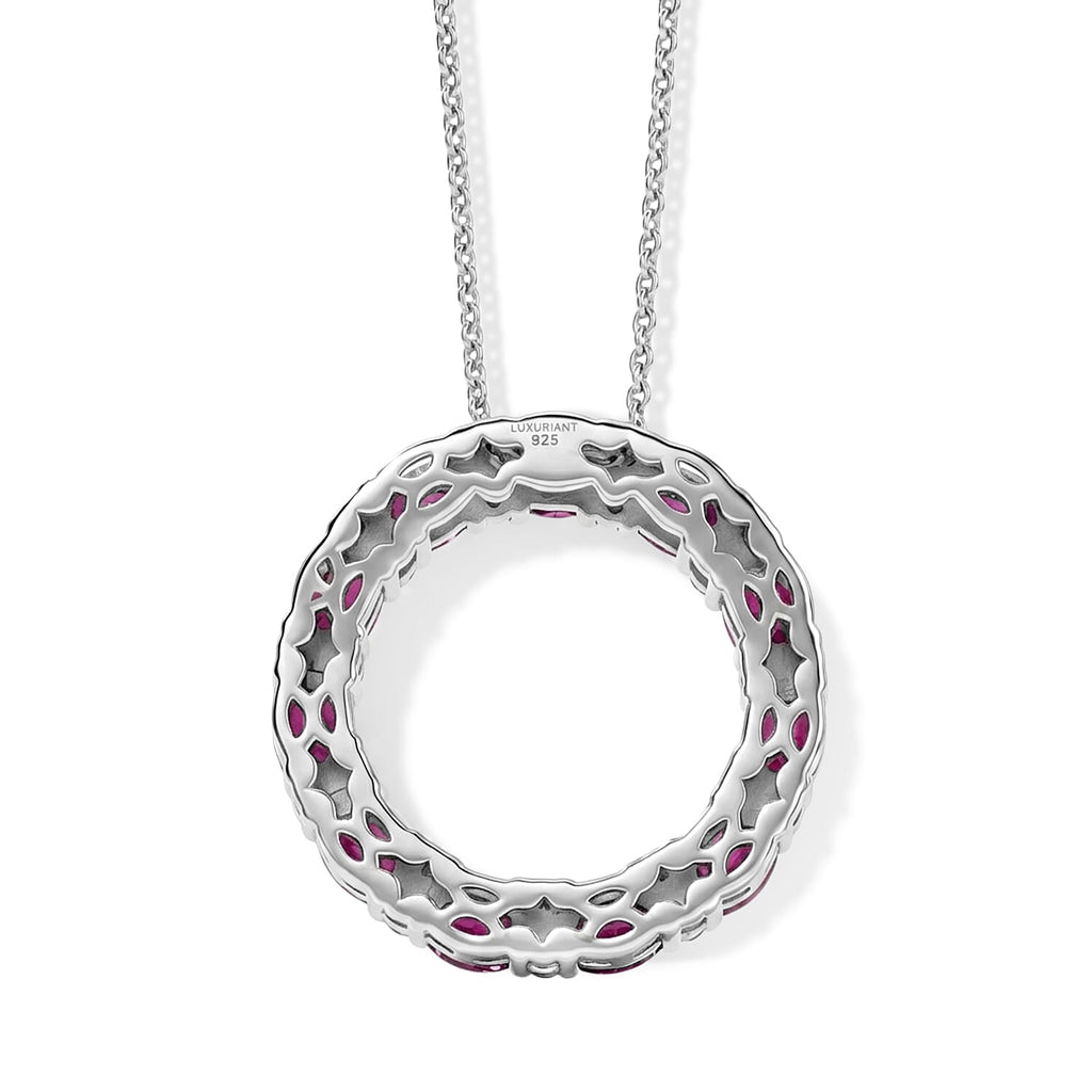 Luxuriant - Radiant Ember Garnet & Lab Grown Diamond (SI-G-H) Pendant with Chain (Size 20) in Rhodium Overlay Sterling Silver 2.66 Ct.