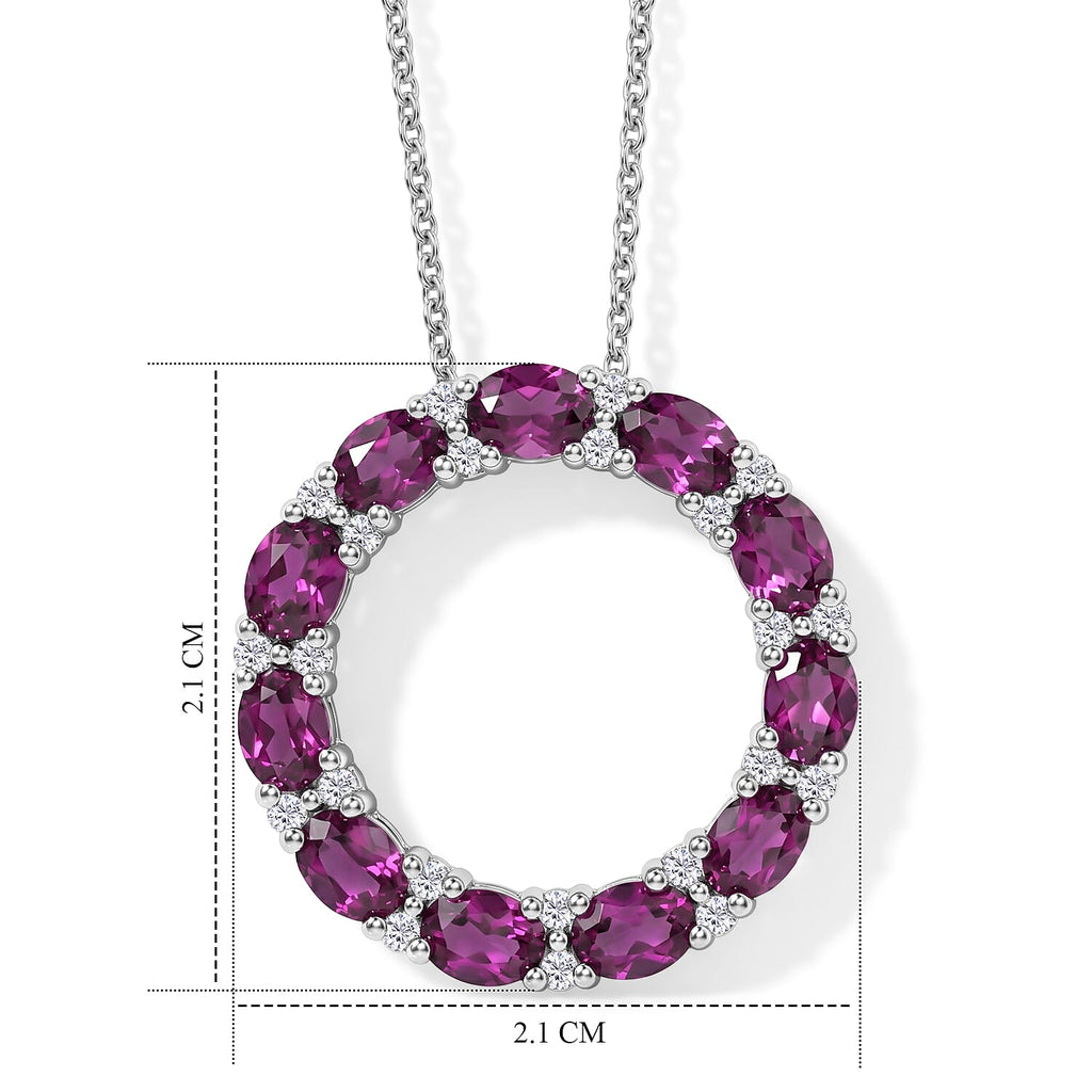 Luxuriant - Radiant Ember Garnet & Lab Grown Diamond (SI-G-H) Pendant with Chain (Size 20) in Rhodium Overlay Sterling Silver 2.66 Ct.