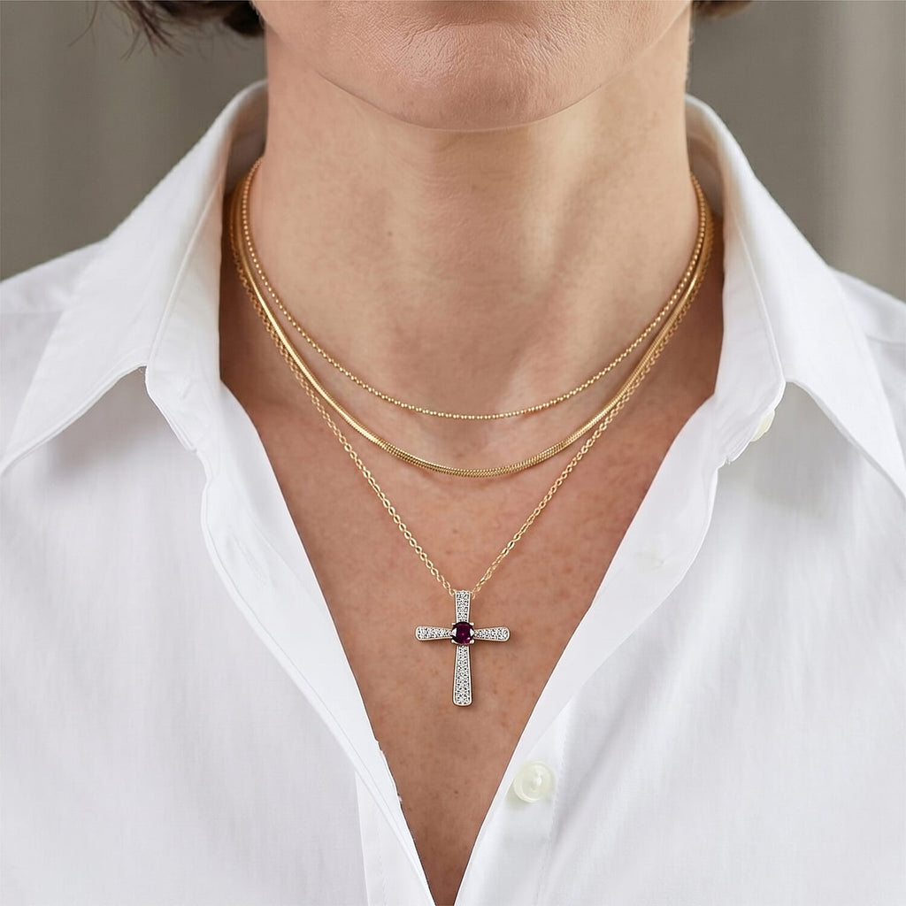 Luxuriant - Radiant Ember Garnet & Lab Grown Diamond (SI-G-H) Pendant with Chain (Size 20) in 18K Vermeil Yellow Gold Plated Sterling Silver 1.10 Ct.